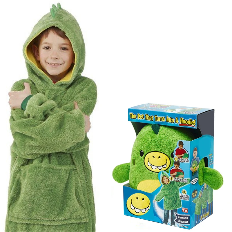 Tanie 2019 nowy ciepły koc dla dzieci bluza Pet Shaped Wearable Hoodie koszula nocna dla 8 lat i powyżej na prezent na boże narodzenie