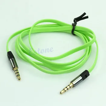 

3.5mm 4 Flat Noodle Record Pole Male To Male M/M Stereo Audio AUX Cable Cord
