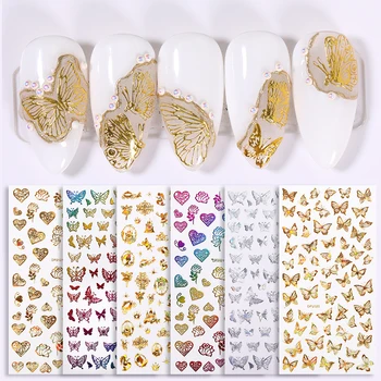 

1 Sheet Colorful Butterfly Designs Sticker 3D Snowflake Nail Decal Slider For Nail Art Watermark Decoration