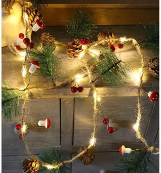 

LED Christmas Tree Lamp String Pinecone Mushroom Shape Christmas Decoration Fairy Light