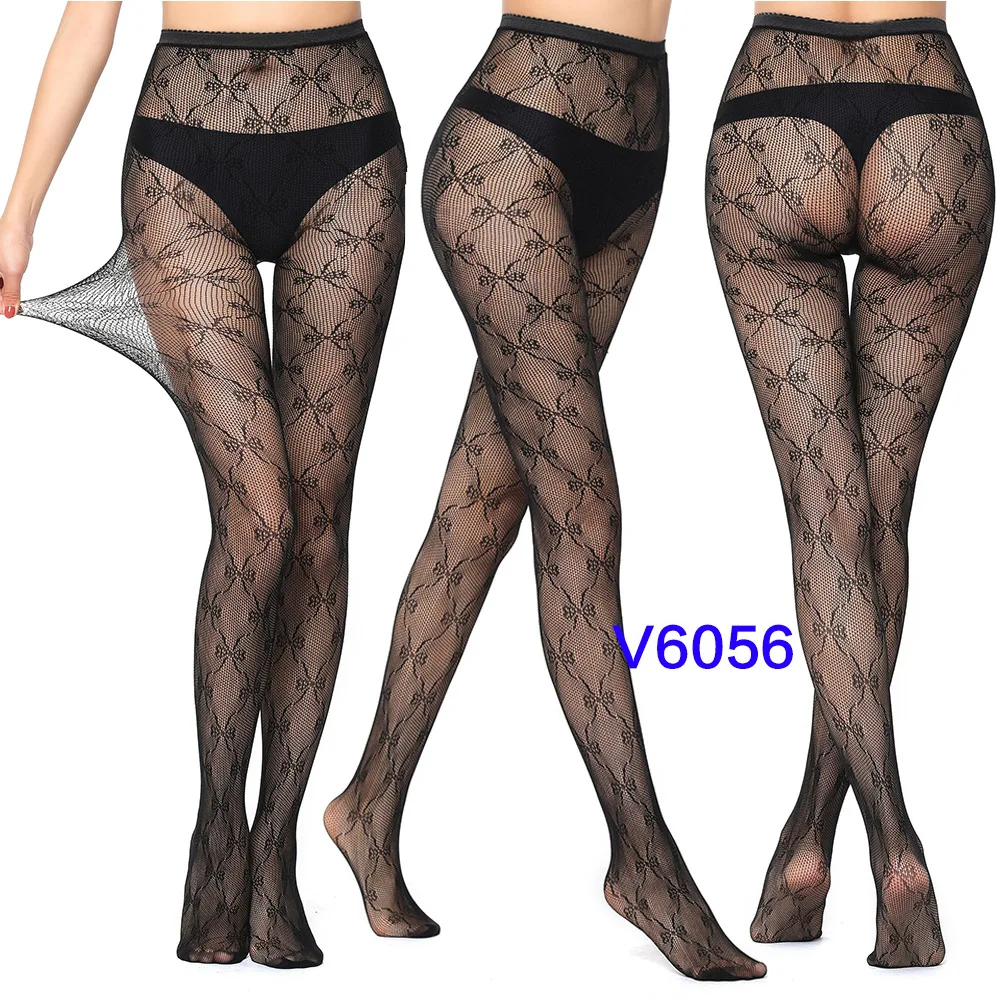 New Arrival Thin Women Pantyhose Sexy Hollow Solid Fishnet Tights Clothes For Women Black Tights Sexy Lingerie - Цвет: V6056