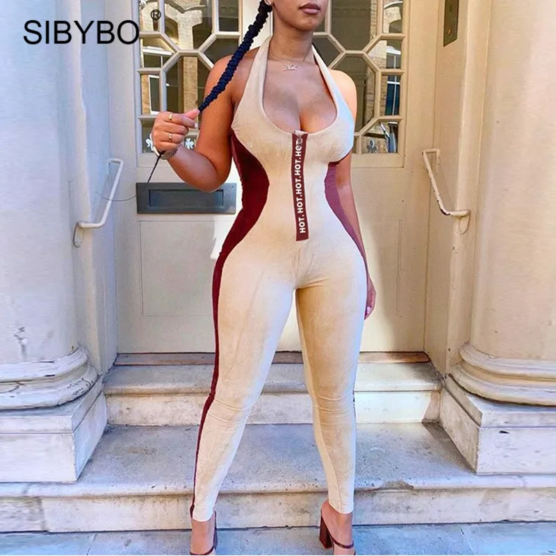 Женский бархатный комбинезон SIBYBO комбинезоны без рукавов с открытой спиной и V