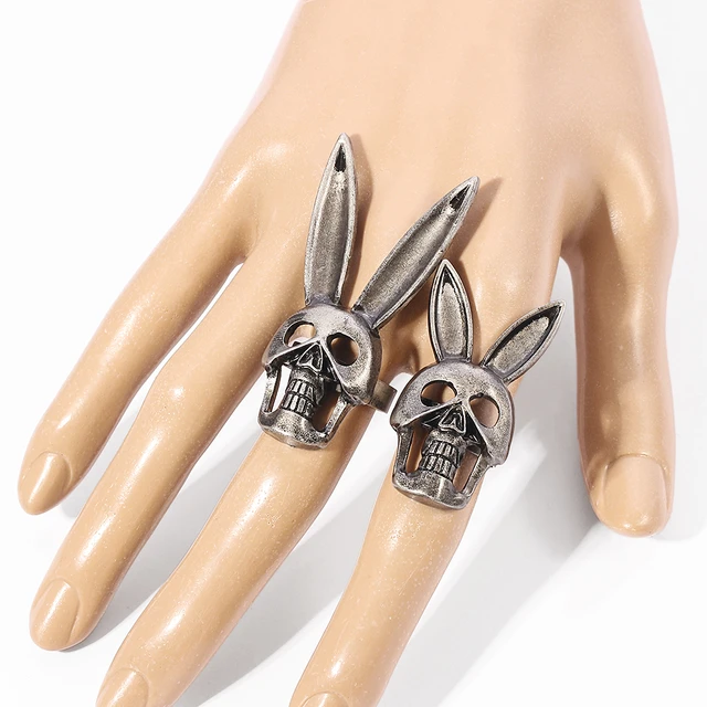 JALCH Personality Retro Gothic Animal Skull Rabbit Ears Punk Ring Men  Casual Party Jewelry Gift : Amazon.com.au: Clothing, Shoes & Accessories