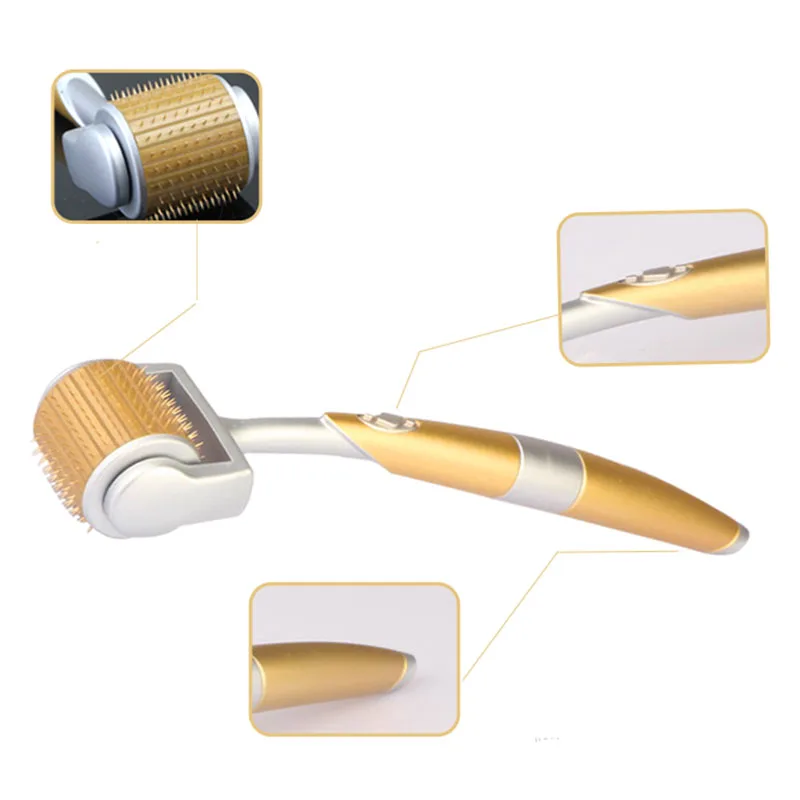 Золото 192 титановая микроигла Лицо роликовый массажер для лица Модернизированный косметический инструмент для угрей, шрамов, старения кожи