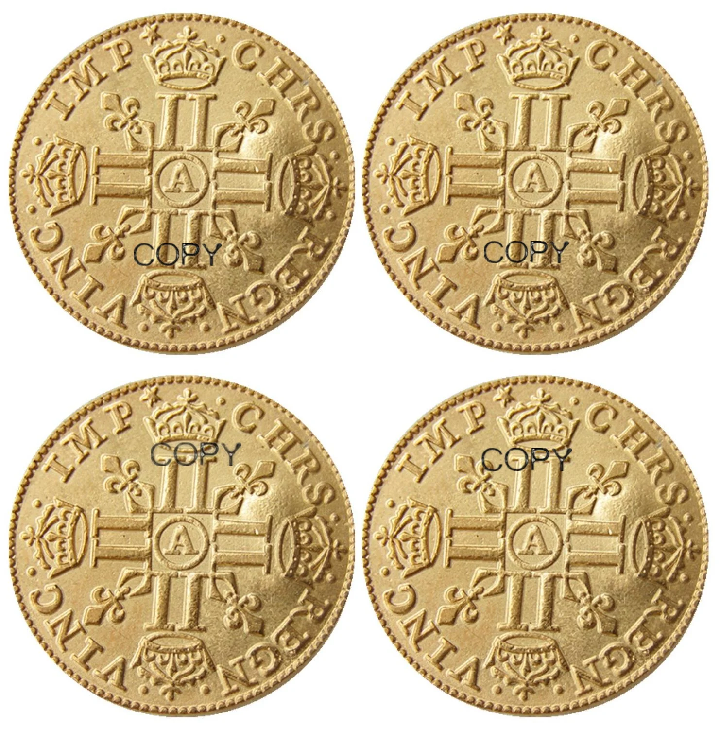 France A set of(1640 1641 1642 1643)4pcs 1/2 Louis Gold Plated Copy Coins