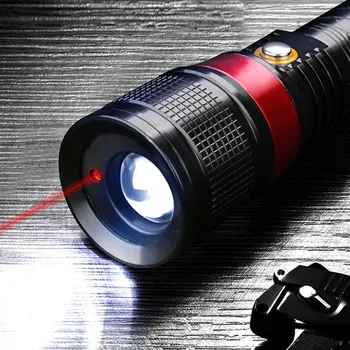 

Led Flashlight T6 Waterproof Lighting LED Torch Outdoor Laser Flashlight White Light Zoom Shock Resistant Flashlight Hard Light