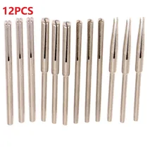 Pinces en papier de verre 2.35/3mm, 12 pièces, mandrins fendus, Long support abrasif, tige de Clip, Point sculpté pour Dremel, meuleuse rotative, polissage 