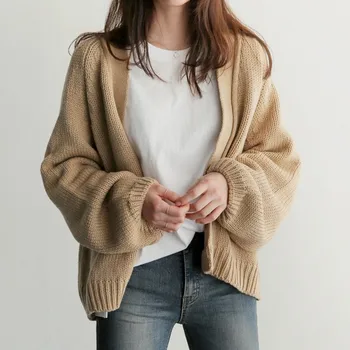 

Knitted Cardigan sweater Women 2019 Spring Autumn Simple Solid Straight Loose Clothing Sweaters Fashion Cardigan for Female