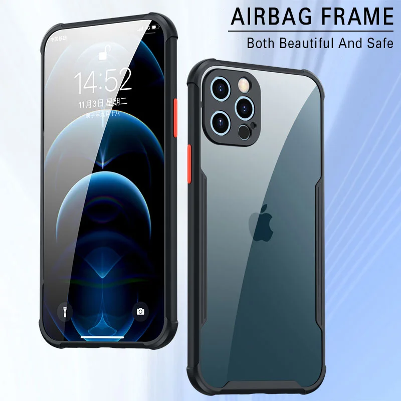 Luxury Transparent Silicone Airbag Shockproof Phone Case For iPhone 11 12 Pro Max Mini X Xs XR 7 8 Plus SE 2020 Ultra Thin Cover 3