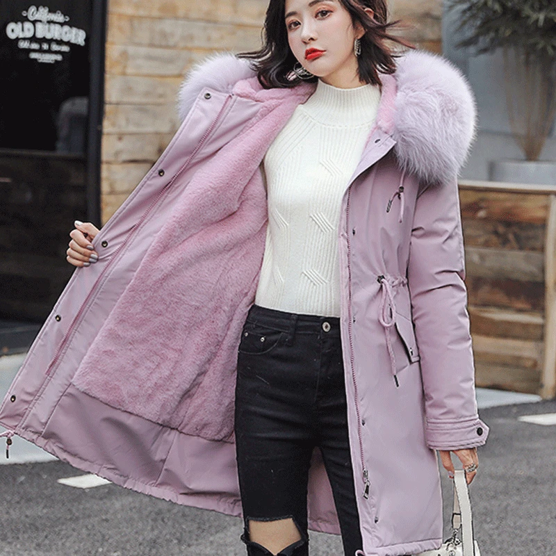

Plus Size New Fashion Slim Women Winter Jacket Cotton Warm Winter Coat Women Long Parka Coats Fur Collar Coat Parker Coats H16