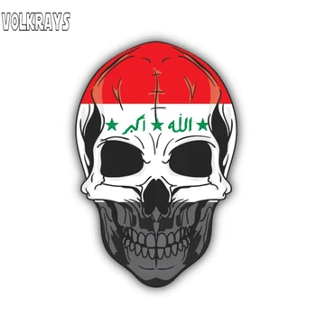 

Volkrays Personality Car Sticker Skull Iraq Flag Accessories Waterproof Cover Scratches Sunscreen Fashion Vinyl Decal,7cm*11cm