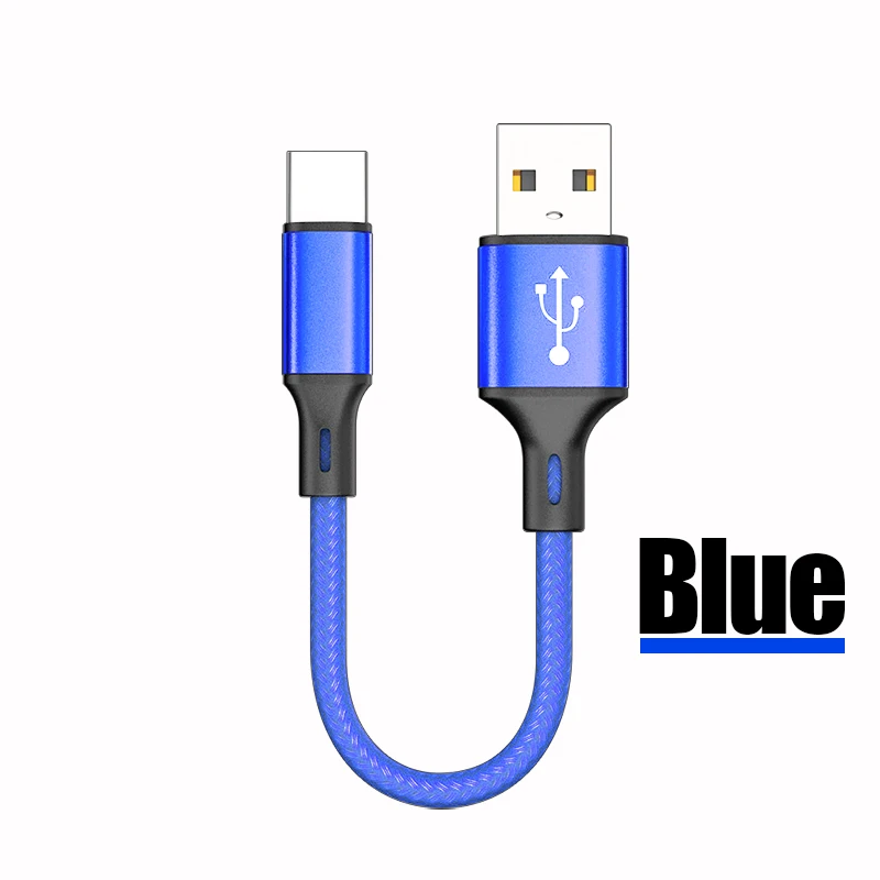 Blue 25 см Micro USB кабель для зарядки данных для iPhone 6 7 8 11 samsung S9 huawei P30 Xiaomi type C кабель мини короткий, для зарядного устройства передачи данных Tran Line - Цвет: Blue