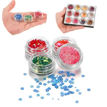 

12Bottles/Box Star Sequins Powder Epoxy Resin Jewelry Fillings Heart Glitter Sequin Epoxy Mold For DIY Jewelry Making Nail Art