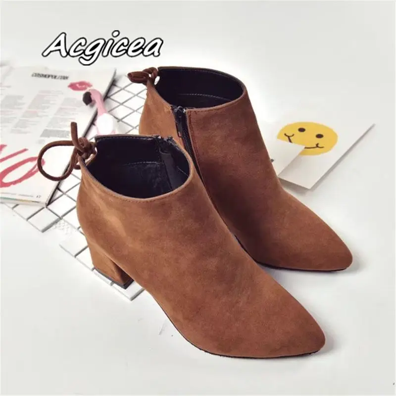 2019 winter new fashion booties pointed thick with shallow mouth plus
cotton warm and comfortable high heel boots w43