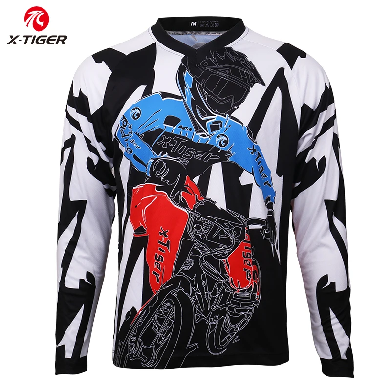 X-Tiger Long Sleeve Downhill Jerseys Shirt Motocross Racing Sports Wear Polyester Cycling Jerseys Mountain Bike DH Shirt