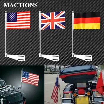 

1xChrome Motorcycle Rear Side Luggage Rack Mount Flag Pole For Indian Roadmaster Chief