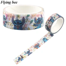 Flyingbee 15mmX5m Kertas Washi Tape Lucu Stilch Pita Perekat DIY Kartun Lucu Scrapbooking Stiker Label Masking Tape X0556(China)