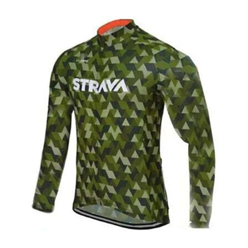 STRAVA длинный рукав Велоспорт Джерси велосипед длинные брюки набор для мужчин 19D гель подушка Ropa Ciclismo Одежда для велоспорта геометрические узоры