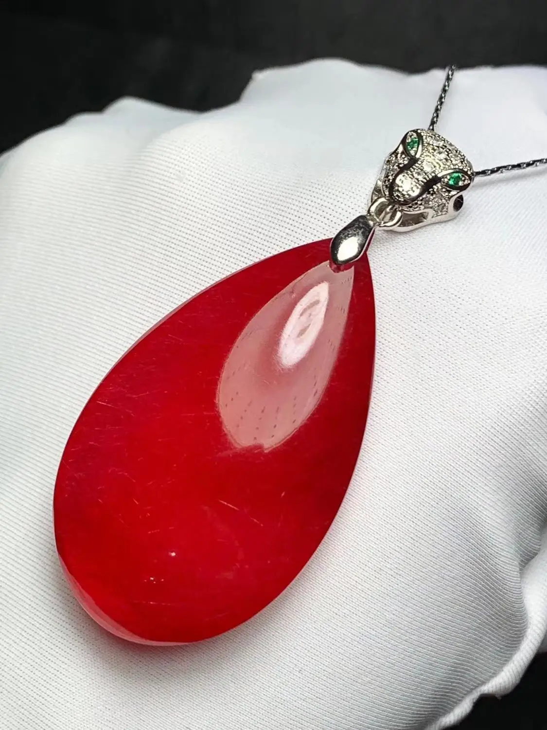 

Natural Red Rutilated Quartz Pendant Gemstone Water Drop Gift 45x27x12mm Crystal Healing Stone Pendant Certificate AAAAA