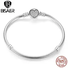 Подлинный 925 пробы Серебряный Классический сердце браслет-цепочка змея& Браслеты для женщин Стерлинговое серебро ювелирные изделия HJS916