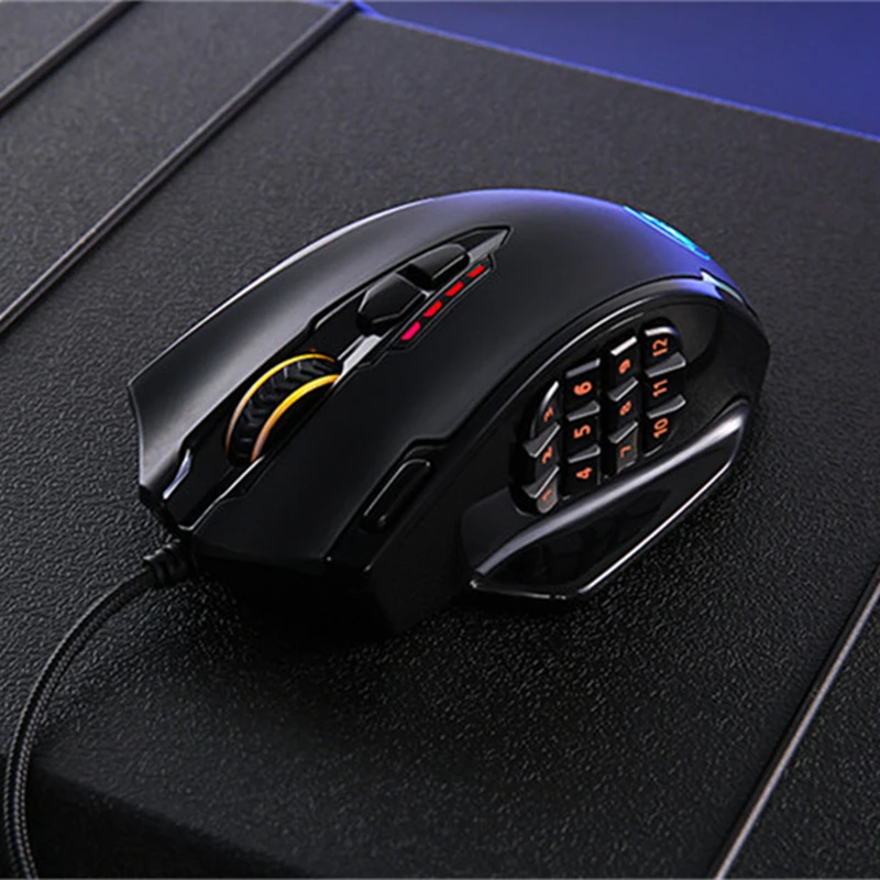 Redragon Impact M908 Wired Laser Gaming Mouse 12400 Dpi 19 Botões Programáveis e Rgb Led Alta Precisão para Mmo - Imagem 2
