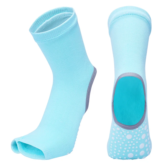 Hot Two Toe Yoga Socks Silicone Non Slip Quick-Dry Pilates Sock Foot Heel Cotton Ventilation Ballet Dance Sock for Women Fitnes Green