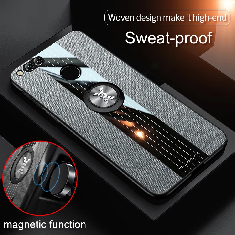 

Luxury Car Holder Ring case For Huawei Honor 7X 6X Woven Sytel Case Cover For Huawei Honor 6X 7X Sweat-Proof Case