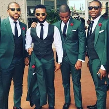 Смокинги для жениха, мужской деловой костюм с зазубренными лацканами, мужской костюм-тройка, свадебный смокинг(пиджак+ брюки+ жилет+ галстук