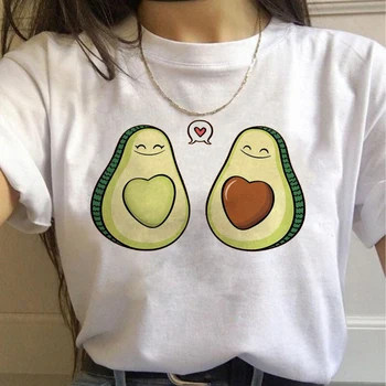 

Kawaii Cartoon Avocado Short Sleeve Aesthetic T-shirt Clothes Women Casual Graphic Tops Female Tee Summer Vintage T-shirts Tops