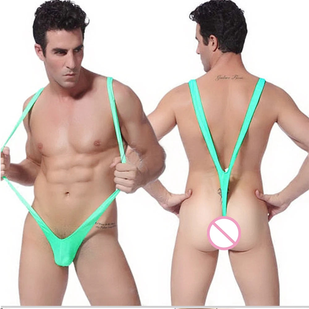 Mens Lingerie Shoulder Straps Mankini V Sling Stretch Singlet Bodysuit Men's panties sex underwear for