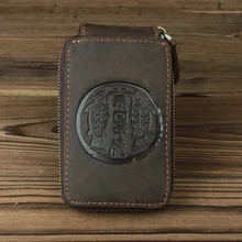 Мужская Натуральная кожа животные тотемы Автомобильный держатель для ключей сумка на цепочке Crazy Horse винтажный пластиковый чехол для кредитных карт держатель