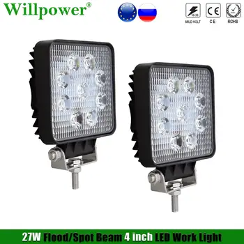 

2pcs Off Road Car 27W 4" LED Headlight Work Light For Jeep Wrangler JK 4x4 Truck SUV UTV Pickup Spotlight Flood Driving Fog Lamp
