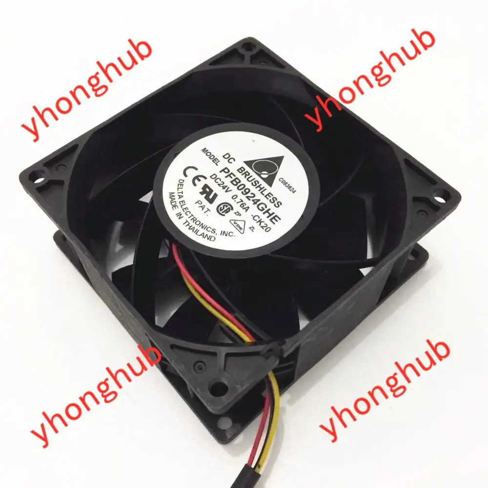 Delta Electronics PFB0924GHE CK20 Сервер охлаждающий вентилятор DC 24V 0.76A 92X92X38mm 3 жильный|fan dc|square