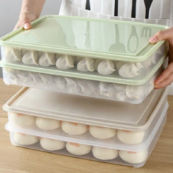 

Home Single Layer Refrigerator Food Dumpling Airtight Storage Container Plastic Box Household Storage Plastic Box Organizer Tool