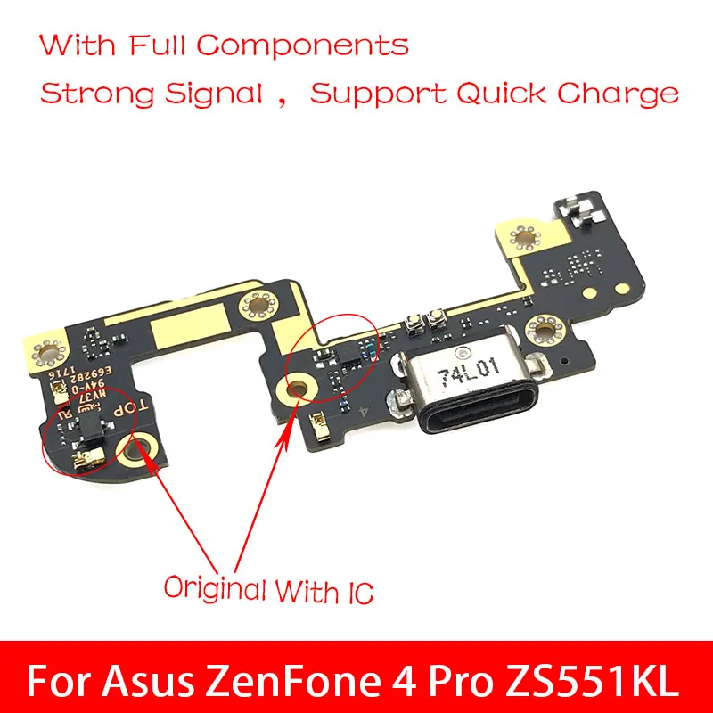 

New USB Charge Port Jack Dock Connector Charging Board Flex Cable For ASUS ZenFone 4 Pro ZS551KL Replacement Parts