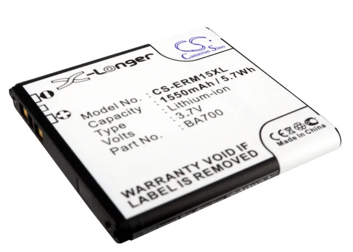Обновленная батарея Cameron Sino для sony Ericsson BA700 SO-01C, SO-05D, ST18, ST18a, ST18i, ST21a, ST21a2, ST21i, ST23 1550 mAh/5.74Wh