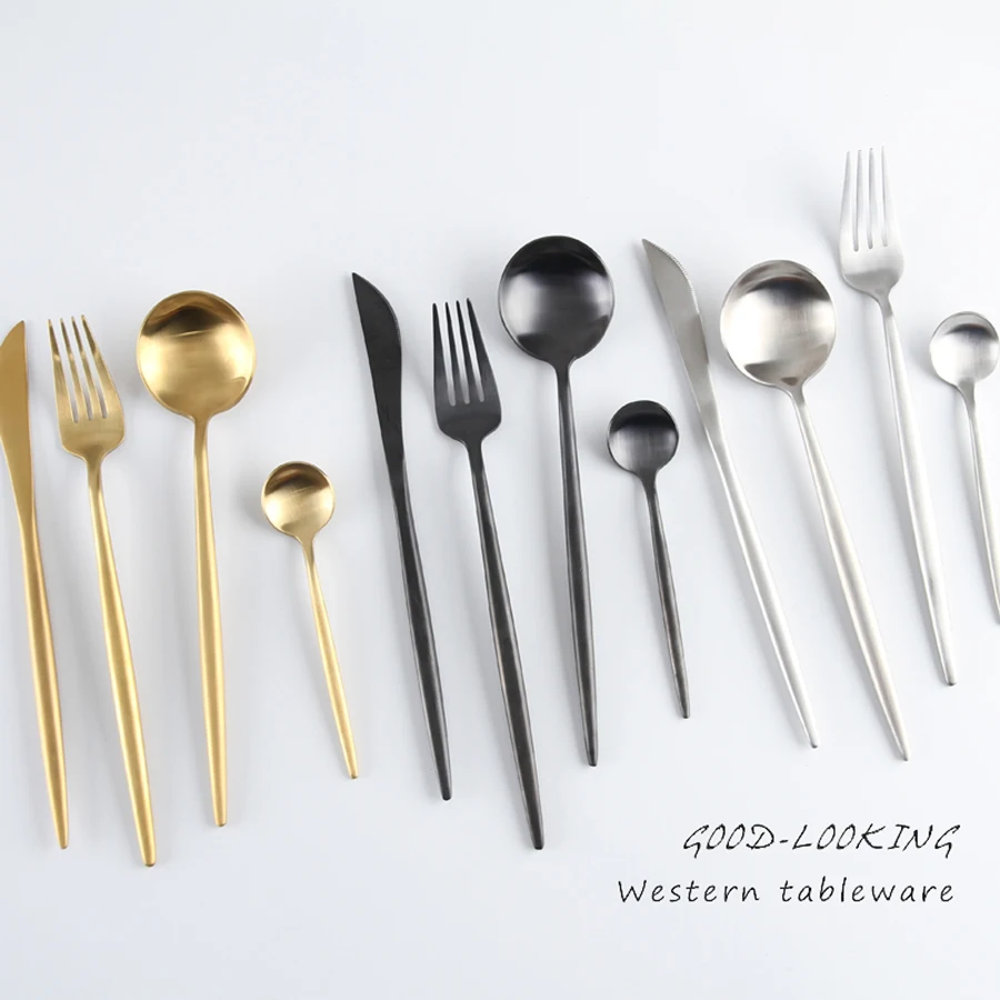 Столовые приборы из нержавеющей стали столовая ложка столовые розовое золото