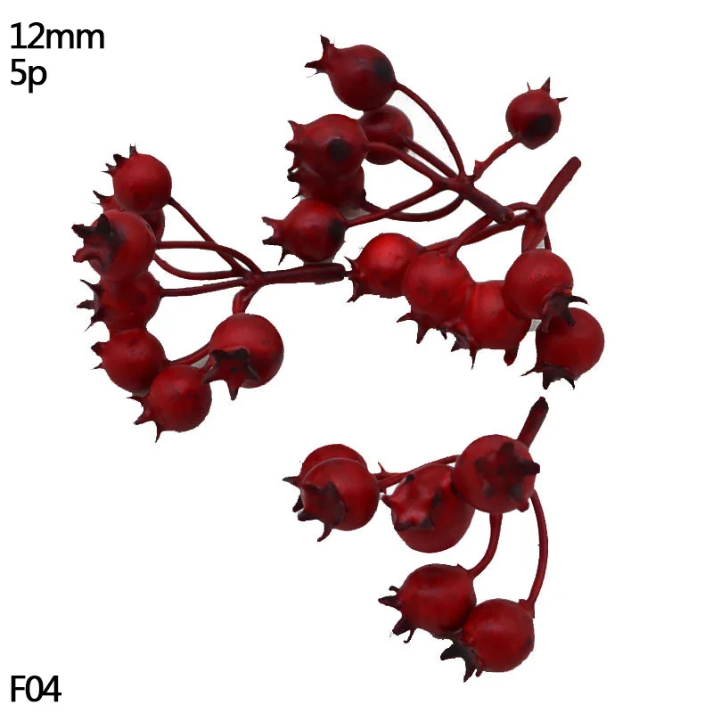 F04-DA058-F05 Смесь искусственных ягод красный цветок вишня тычинка Берри Набор DIY Подарочная коробка венок Рождество Свадебная вечеринка украшения - Цвет: F04-DA058-F05