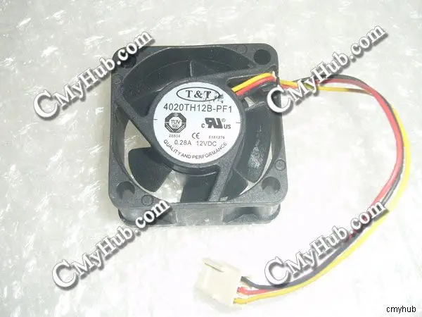

For T&T 4020TH12B-PF1 4020TH12B DC12V 0.28A 4020 4CM 40mm 40X40X20mm 3pin 3Wire Chassis Case Cooling Fan