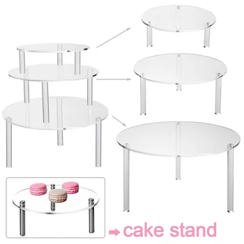 

3 Layers Party Bakeware Display Practice Decoration Durable Transparent Wedding Detachable Cake Stand Birthday Round Acrylic