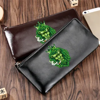 

Punk Lion Printing Design Wallet Men Long Style Leather Zipper Card Holder Purse with Hand Strap Purse Gifts Male