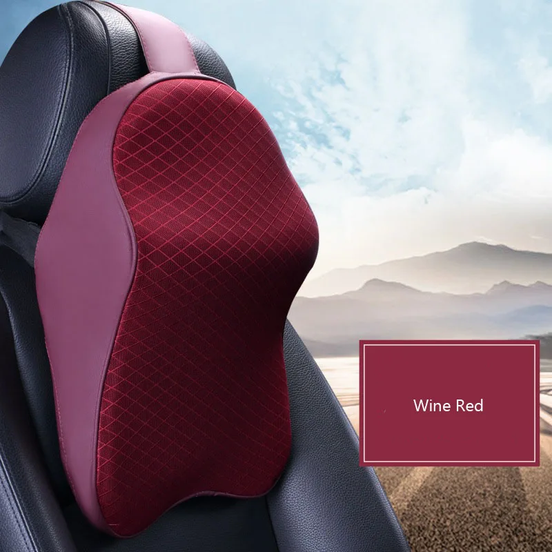 wine red headrest Многофункциональная автомобильная подушка для поддержки сидения s на спине и подголовник с эффектом памяти для шеи, поясничная поддержка спины, аксессуары для интерьера - Цвет: wine red headrest