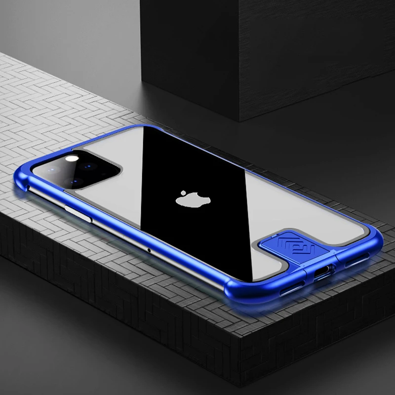 Металлический чехол из закаленного стекла для iPhone 7 8 Plus X XR XS Max HD прозрачный чехол безрамный чехол для телефона для iPhone 11 Pro Max чехол