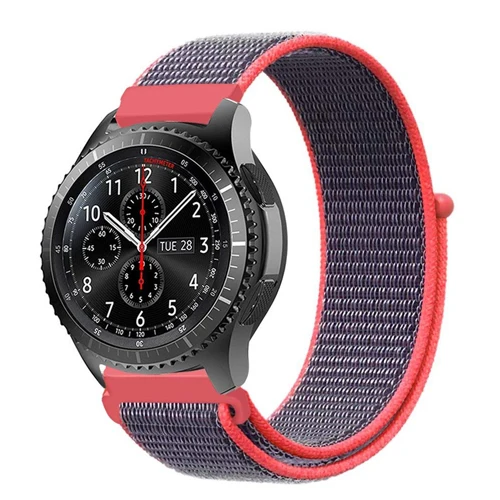 22 мм 20 мм ремешок для часов samsung galaxy watch gear S3 Frontier ремешок 46 мм 42 мм Спортивная петля нейлон Amazfit gtr 47 huawei часы gt - Цвет ремешка: Electric Pink