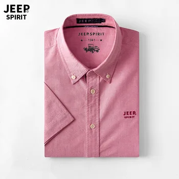 

JEEP SPIRIT Summer Shirts Men Casual Shirts Pure Cotton Solid Oxford Shirt Camisas Para Hombre Chemise Homme Plus Size M-4XL