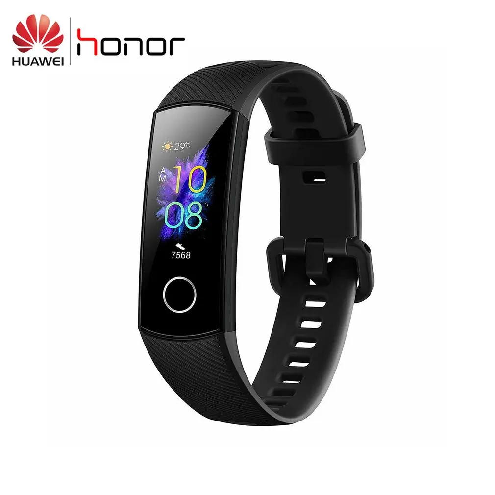 Huawei Honor Band 5 Smartband AMOLED huawei Smartwatch кровяное кислородное сердце яростный Ftness трекер сна Swiming Sport Trakcer Gps - Цвет: black