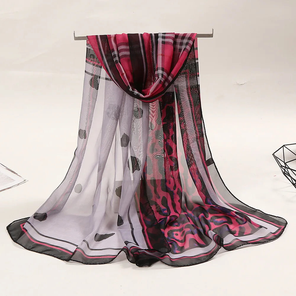 

New Style Leopord Pattern Dotted Silk Scarves Women's Spring and Autumn Korean-style Versatile Scarf Warming Scarf Leopard Dots