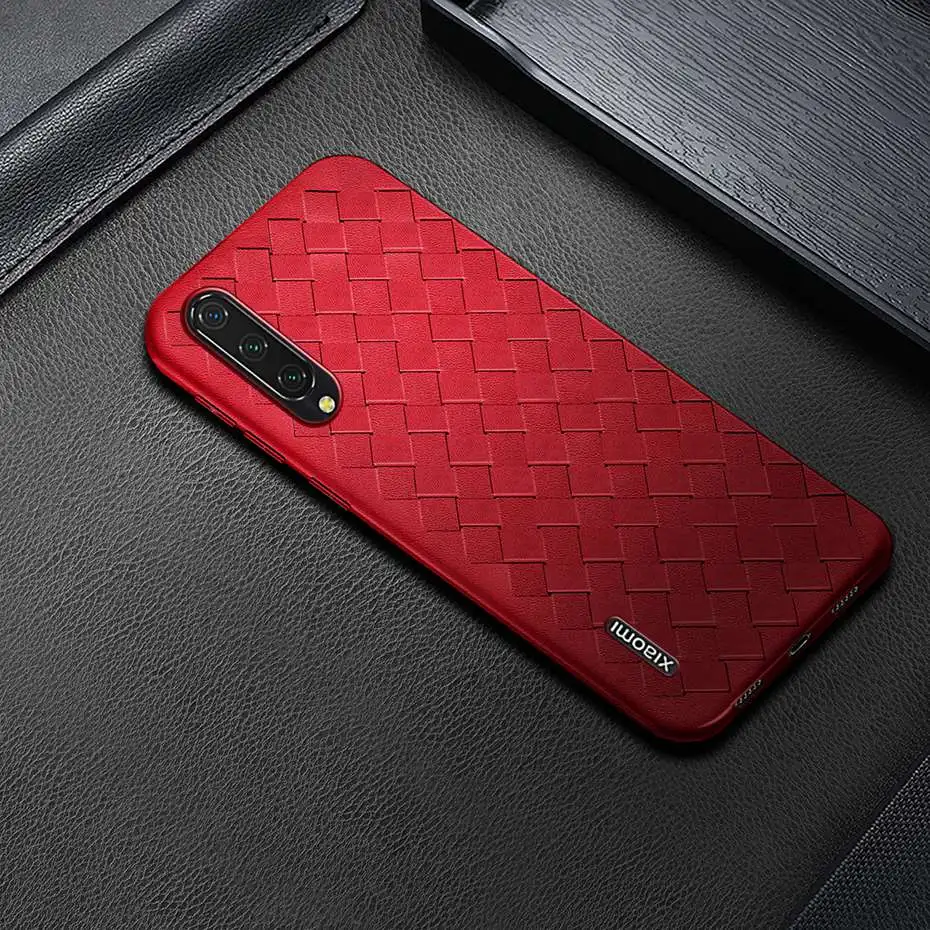 Для Xiaomi mi 9T Pro mi 9 чехол роскошный чехол из мягкого ТПУ тканый кожаный чехол для Xiao mi Xio mi 9 SE mi 9 CC9 CC9e CC 9e CC9 e чехол для телефона - Цвет: Red