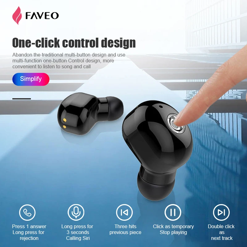 Беспроводная bluetooth-гарнитура FAVEO+ мобильное зарядное устройство два-в-одном, вставная bluetooth-гарнитура с двумя наушниками V5.0, открывающая всплывающую автоматическую связь