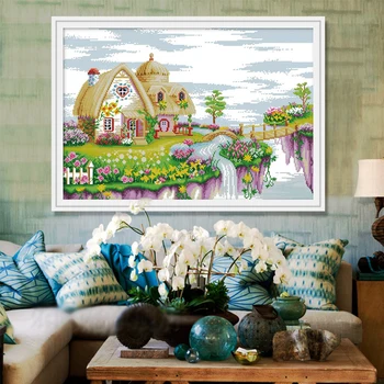 

Dream Wonderland Landscape Cross Stitch Kit 14 ct White Cloth Printed Handmade Embroidery Art DMC Home Decoration Embroidery Kit